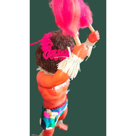 Vintage Hawaiian Tiki Dancers Dolls - Handcrafted Intricate Details Music Box & - Picture 3 of 16